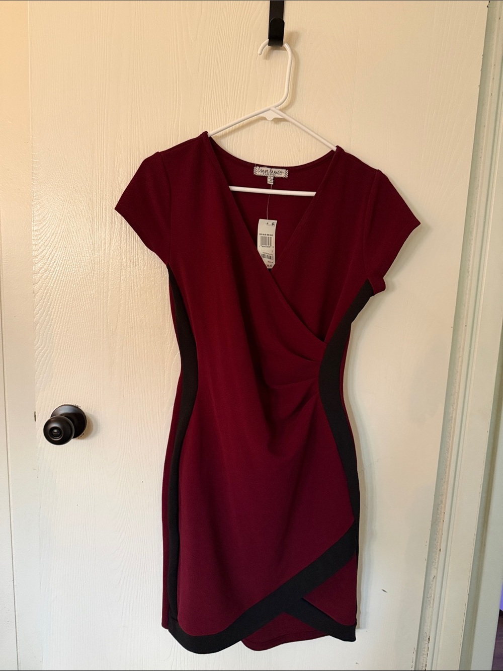 Crave Fame Burgundy Mini Dress with Black Accents